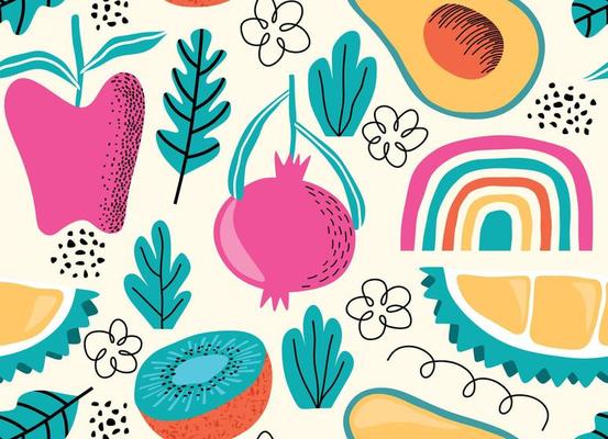seamless pattern with Cute summer fruit background.