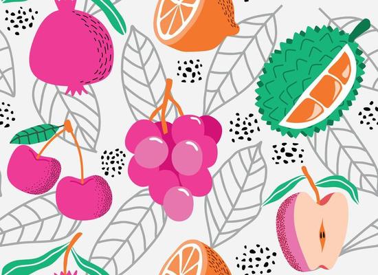 seamless pattern with Cute summer fruit background.