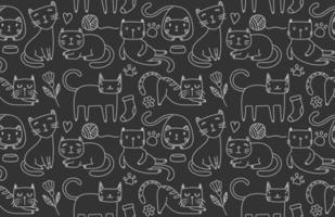 Seamless pattern with Cute cat. vector