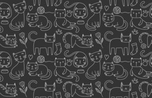 Seamless pattern with Cute cat. vector