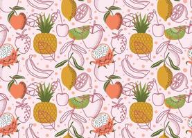 seamless pattern with Cute summer fruit background. vector