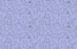 Seamless pattern with Cute cat. vector