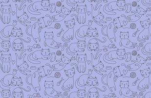 Seamless pattern with Cute cat. vector