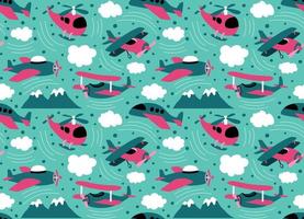 Hipster Doodles Colorful Seamless Pattern with  plane drawing vector