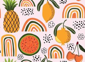 seamless pattern with Cute summer fruit background. vector