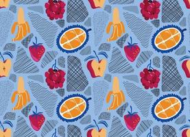 seamless pattern with Cute summer fruit background. vector