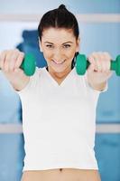 woman fitness workout with weights photo