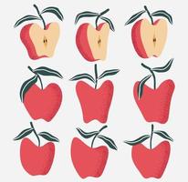 conjunto de vectores de manzanas frescas dibujadas a mano ilustración vectorial