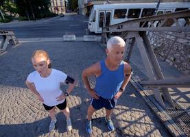 Couple jogging outside photo