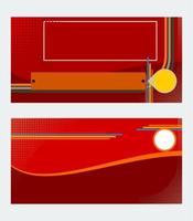 plantillas vectoriales de banner rojo editables con puntos de medios tonos y líneas retro para fondo de texto vector
