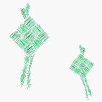 concepto editable de eid mubarak con arroz empacado ketupat indonesio o malasio en estilo de líneas de sombreado para fondo de texto vector