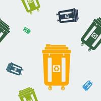 Editable Flat Monochrome Trash Bins Vector Illustration in Various Colors as Seamless Pattern for Creating Background of Cleanliness Lifestyle and Environmental Related Related Design