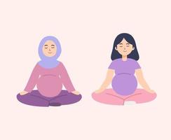 Pregnant Woman doing yoga vector