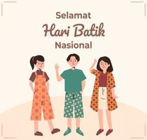 publicación de plantilla de celebración del día del batik de indonesia vector
