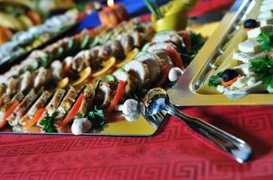 Catering food arrangement on table photo