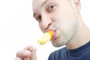 Eating popsicle sticks photo