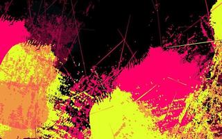 textura grunge abstracta pintura salpicada fondo negro, rosa y amarillo vector