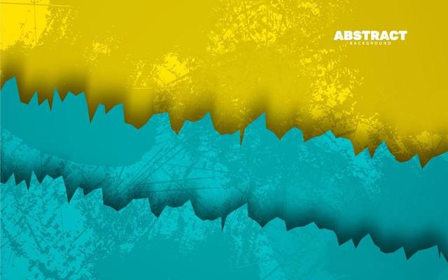 Paper torn abstract grunge texture papercut  blue and yellow background