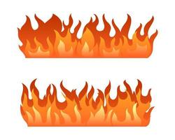conjunto de banner de llama de fuego ardiente horizontal con ilustración de estilo plano vector