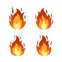 Collection of red Fire flames vector isolated on white background