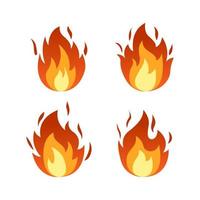 Collection of red Fire flames vector isolated on white background