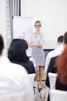 business woman giving presentation photo