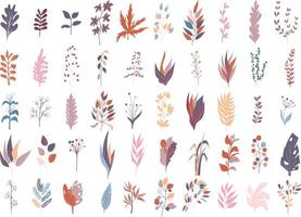 Set of leaf icons in doodle style vector