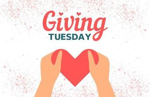 Giving Tuesday is a global day of charitable giving after Black Friday shopping day. Charity campaign banner design, vector illustration.