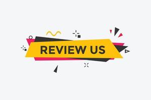 Review us Start now button. Review us User rating social banner promotion. Review Us text social media template vector