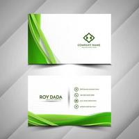 Abstract green color wave style business card template vector