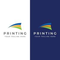 Abstract colorful logo digital printing, printing services, media, technology and the internet. With a modern and simple concept. vector