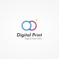 Abstract colorful logo digital printing, printing services, media, technology and the internet. With a modern and simple concept. vector