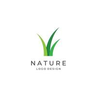 Natural green grass, meadow, and mowed grass element logo in Spring vector logo design template.