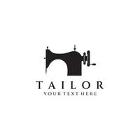 Tailor silhouette logo with needle, thread, benik and sewing machine markings. Logo design for tailors, fashion, boutiques and other clothing companies. With vector illustration design.