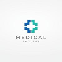 logotipo de signo médico con un signo más simple y moderno, logotipo para médico, farmacia, farmacia, hospital. Con ilustración de vector de plantilla.