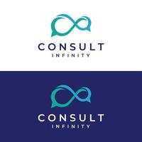 Consultation logo with bubble chat sign, infinity consultation, consultation with people. By using easy and simple illustration editing. vector