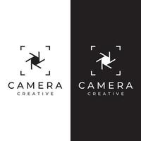 logotipo de cámara de fotografía, obturador de cámara de lente, digital, línea, profesional, elegante y moderno. el logotipo se puede utilizar para estudio, fotografía y otros negocios. vector