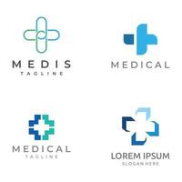 logotipo de signo médico con un signo más simple y moderno, logotipo para médico, farmacia, farmacia, hospital. Con ilustración de vector de plantilla.