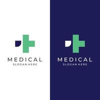 logotipo de signo médico con un signo más simple y moderno, logotipo para médico, farmacia, farmacia, hospital. Con ilustración de vector de plantilla.