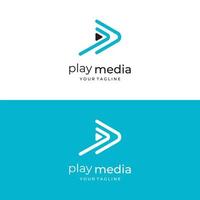 Media logo play button with modern triangle, the logo can be used for multimedia, printing, technology and other businesses. vector