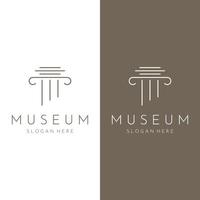 museos, columnas de museos, líneas de museos, logotipos de pilares de museos. museos con conceptos minimalistas y modernos. los logotipos se pueden utilizar para empresas, museos y negocios. vector