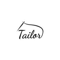 Tailor silhouette logo with needle, thread, benik and sewing machine markings. Logo design for tailors, fashion, boutiques and other clothing companies. With vector illustration design.