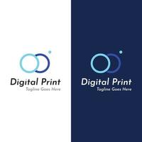 Abstract colorful logo digital printing, printing services, media, technology and the internet. With a modern and simple concept. vector