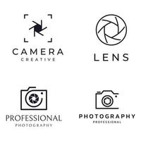logotipo de cámara de fotografía, obturador de cámara de lente, digital, línea, profesional, elegante y moderno. el logotipo se puede utilizar para estudio, fotografía y otros negocios. vector