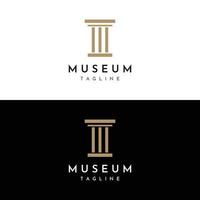 museos, columnas de museos, líneas de museos, logotipos de pilares de museos. museos con conceptos minimalistas y modernos. los logotipos se pueden utilizar para empresas, museos y negocios. vector