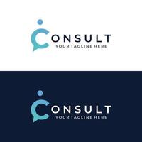 Consultation logo with bubble chat sign, infinity consultation, consultation with people. By using easy and simple illustration editing. vector