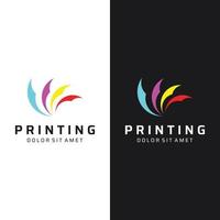 Abstract colorful logo digital printing, printing services, media, technology and the internet. With a modern and simple concept. vector