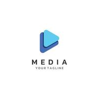 Media logo play button with modern triangle, the logo can be used for multimedia, printing, technology and other businesses. vector