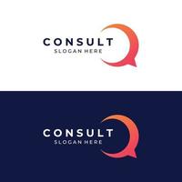 Consultation logo with bubble chat sign, infinity consultation, consultation with people. By using easy and simple illustration editing. vector