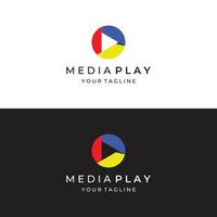 Media logo play button with modern triangle, the logo can be used for multimedia, printing, technology and other businesses. vector